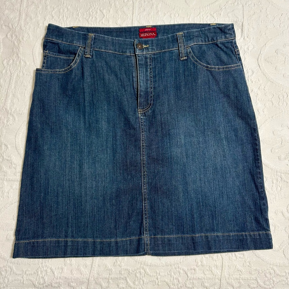 Merona Blue Stretch Denim Pencil Skirt